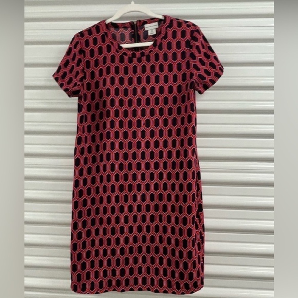Adrienne Vittadini Black and Red Sheath Mini Dress Size 6